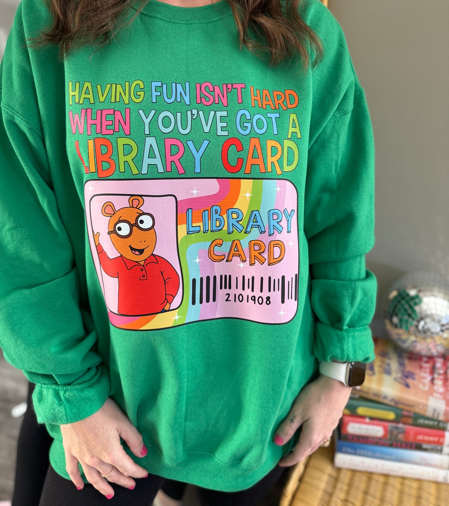 Library Card SWEATSHIRT // 3 weeks