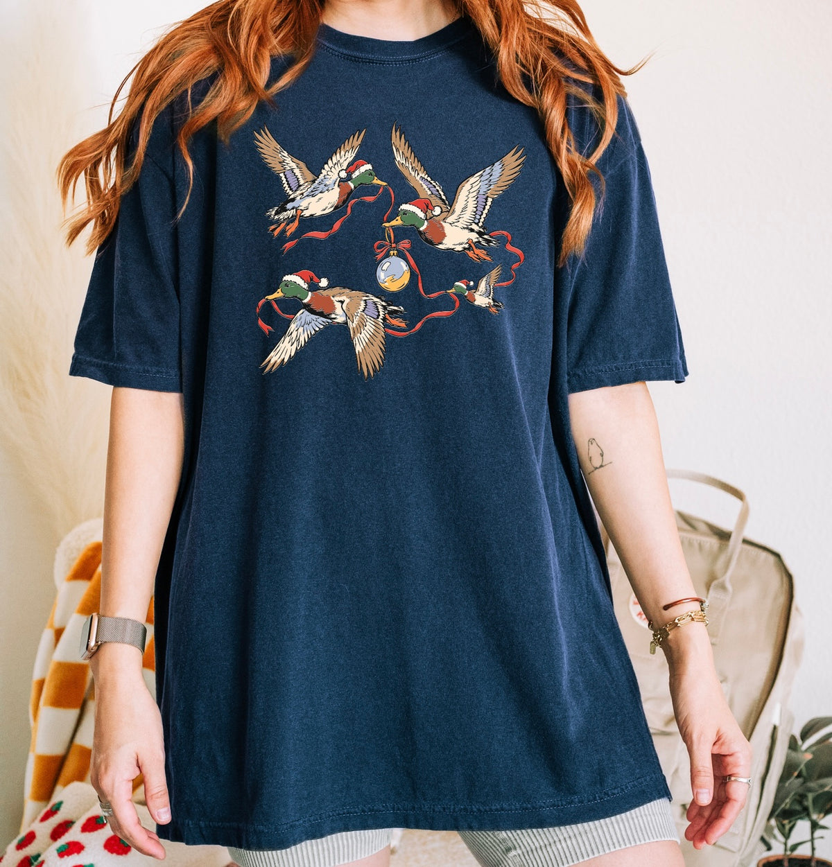 Christmas Ducks on Navy