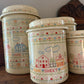Set of 4 Home Sweet Home Ceramic Canisters w/ Cross-stitch pattern