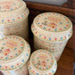 Set of 4 Home Sweet Home Ceramic Canisters w/ Cross-stitch pattern