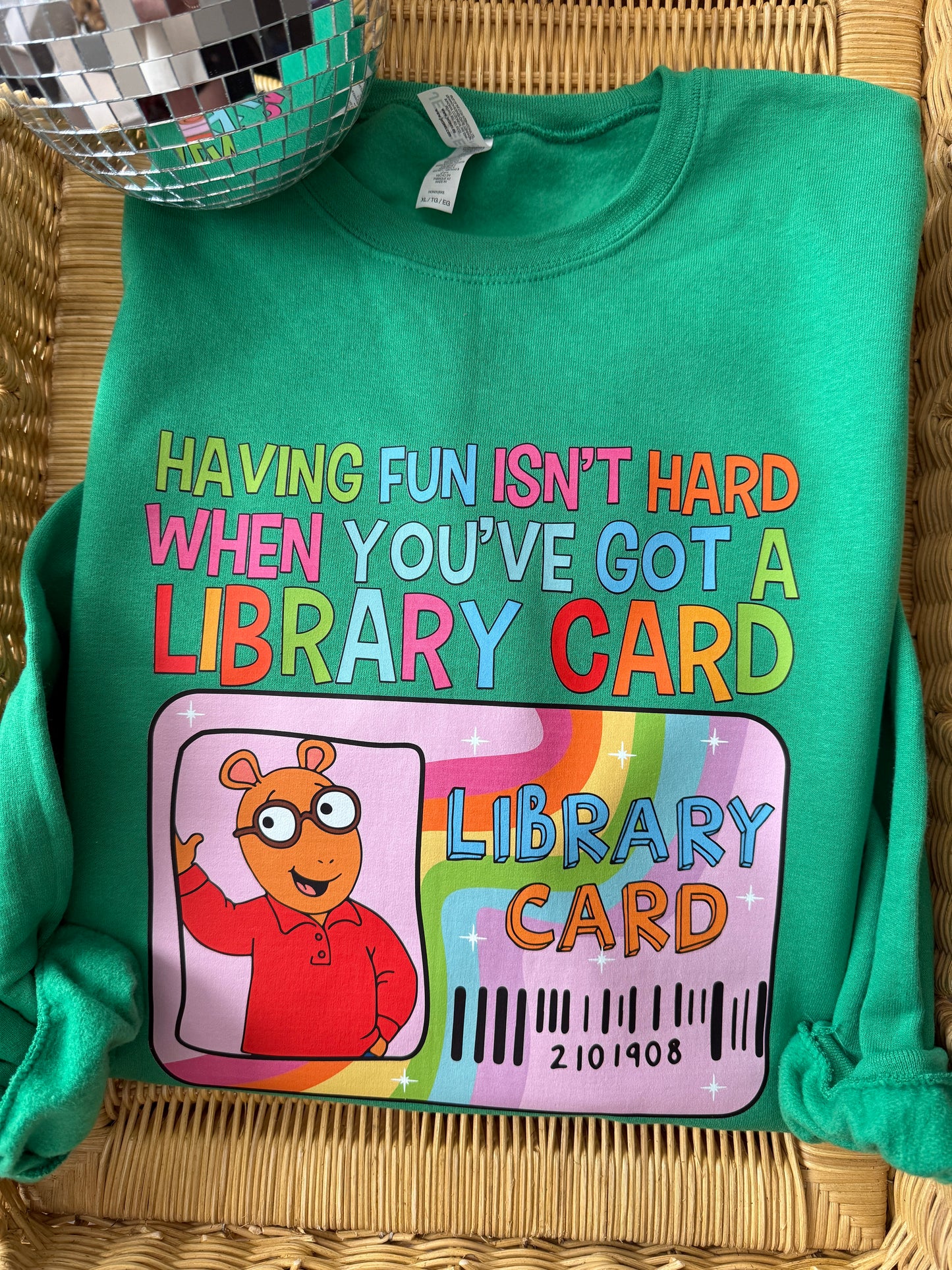 Library Card SWEATSHIRT // 3 weeks