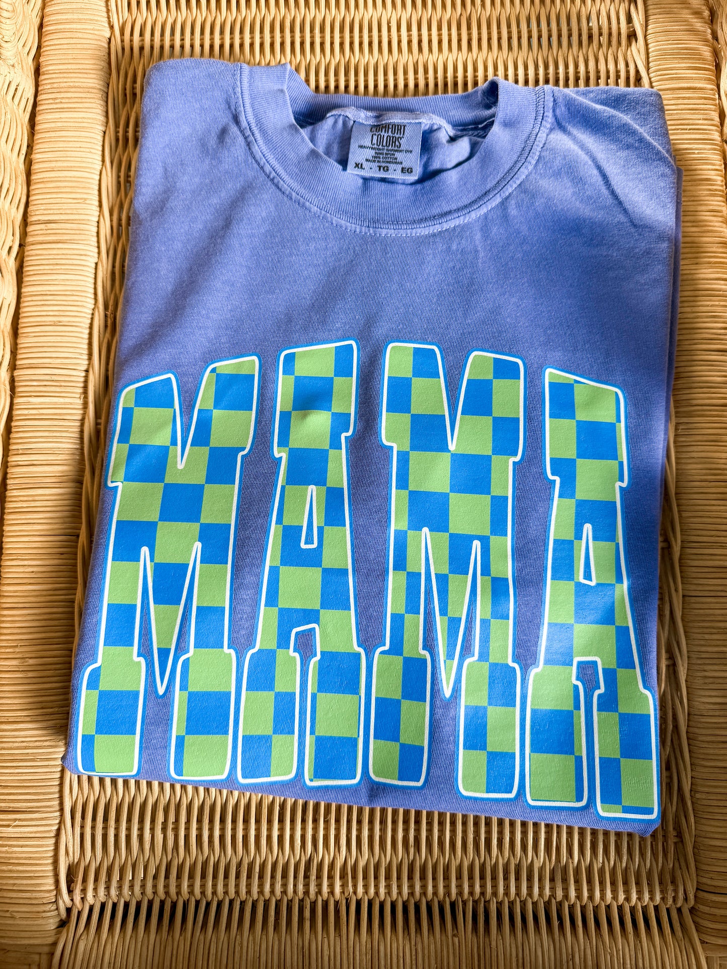 Green & Blue Checkered Mama // 3 weeks turnaround