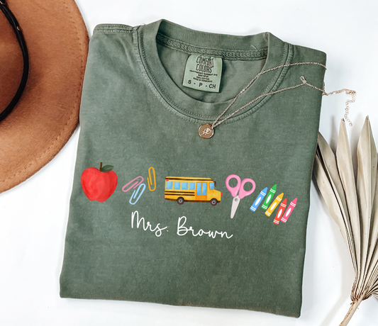 Custom School Supplies & Name Tee // 3 weeks